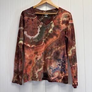 Carhartt‎ Women's Boho Western Tie Dye V-Neck Top Size M Cowgirl Rodeo Farmgirl
